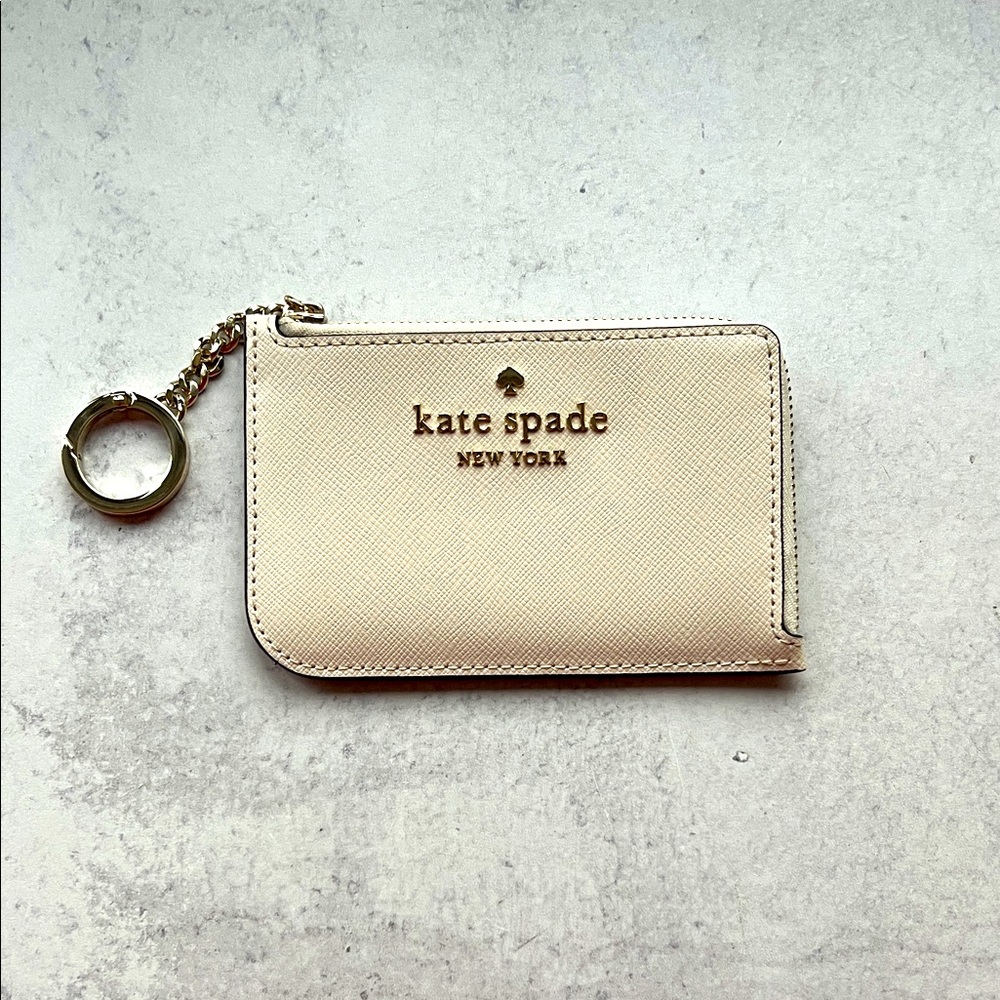 Kate Spade Beige Card Holder with Keychain